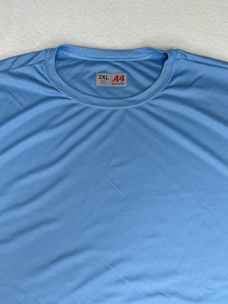 A4.Com Men's Workout Running Cooling Performance T-Shirt Solid Light Blue 2XL