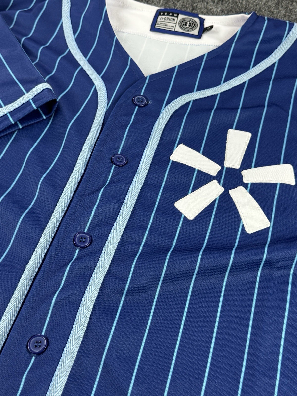 Orion Baseball Jersey Blue Pinstripe Button L gallery