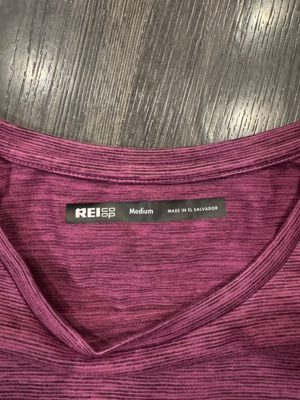 REI Shirt Mens M Pink Heather Purplish Short Sleeve Crew Outdoor Hiking Casual gallery