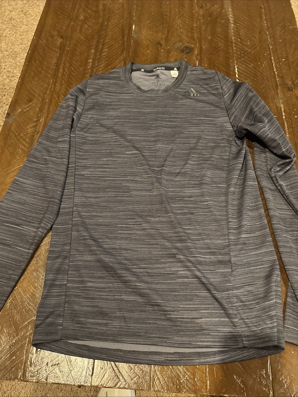 Men’s Black And Gray Adidas Climalite Long Sleeve Tee Size Small gallery