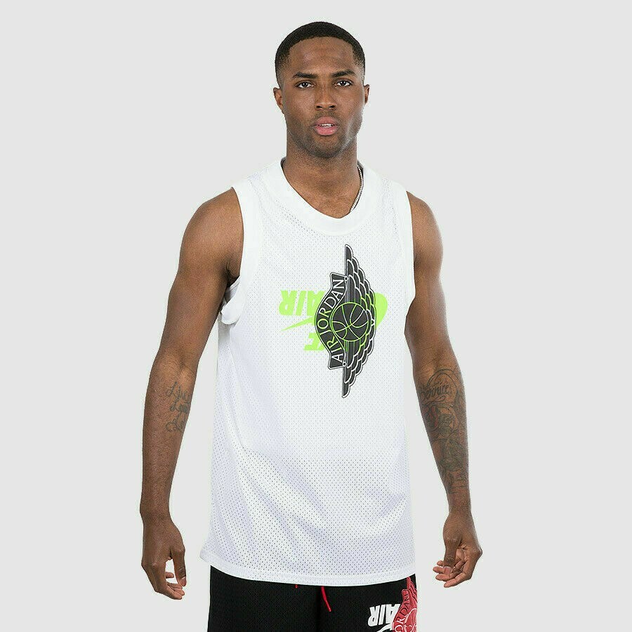 Nike Air Jordan Jumpman Mesh Jersey Wings White Green Sz. M (BQ8479-100) gallery