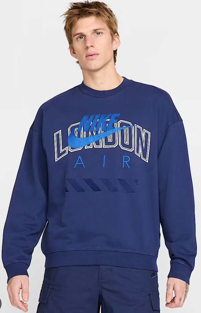 NEW Nike Air London Blue Oversize Medium Heavy Crewneck Sweater HQ1099-492 $95
