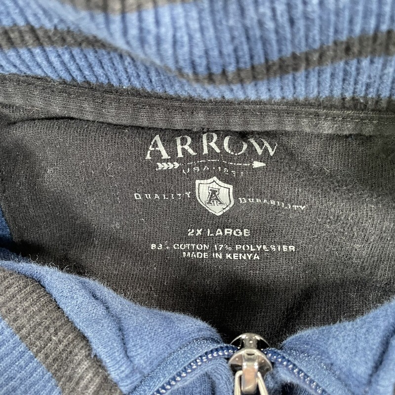Arrow Mock Neck Sweatshirt Mens 2XL Blue Pullover Cotton Blend 1/4 Zip gallery