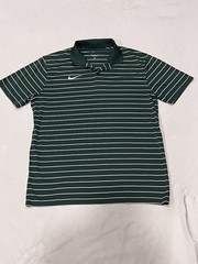 NIKE Move to Zero Golf Striped Polo Shirt Men’s Med DJ5120-341 Green & White