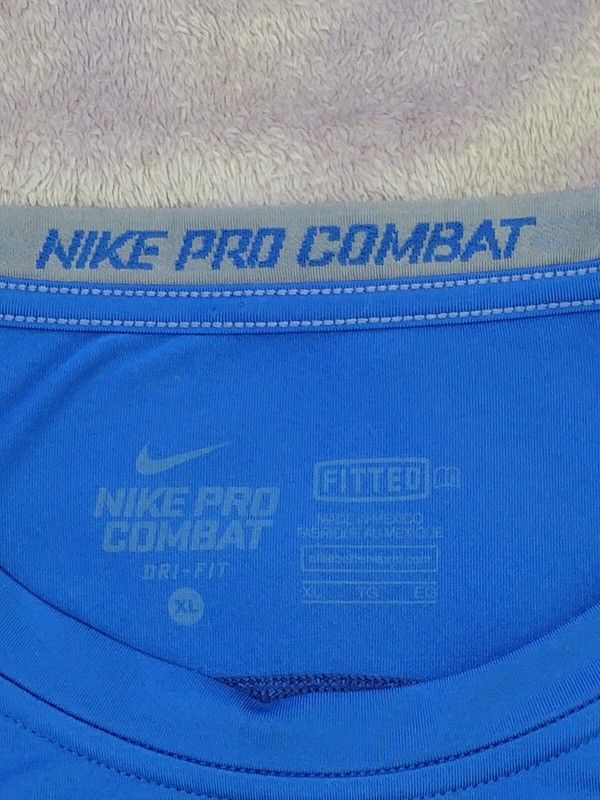 Nike Pro Combat Dri-Fit Mens Fitted Workout Shirt Short Sleeve Blue Size XL gallery