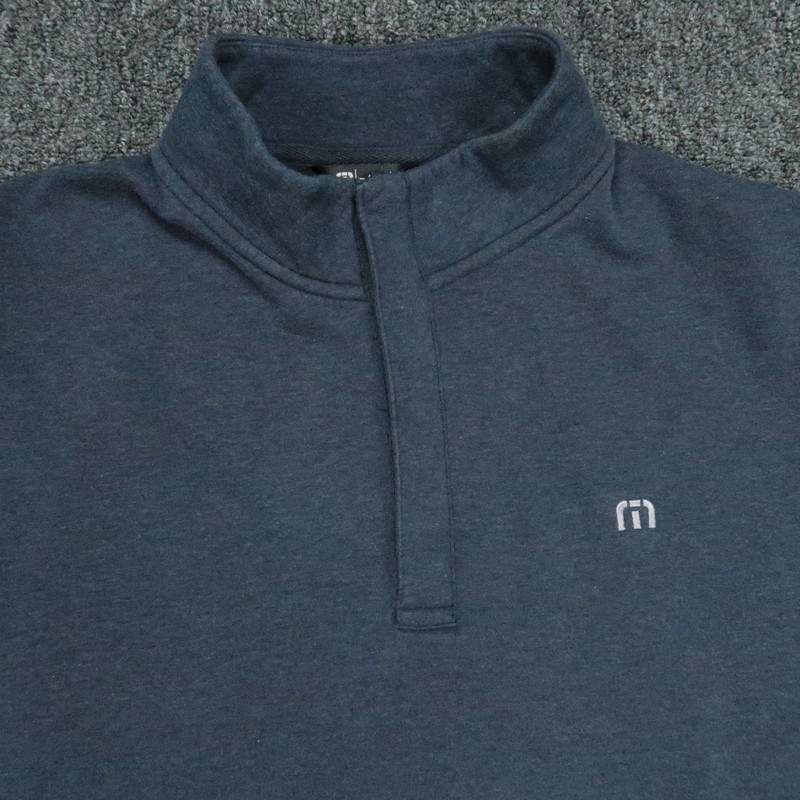 Travis Mathew Pullover Mens Medium Blue Quarter Zip Golf Sweater gallery