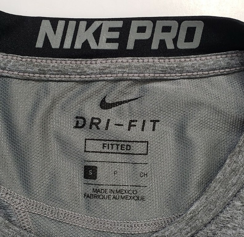 Nike Pro Dri-Fit Fitted Stretch Mesh Heather Gray T-Shirt Men's Small 703104 gallery