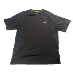 Avia Men’s Athletic Shirt Short Sleeves Large Gray And Blue Stripes Polyester