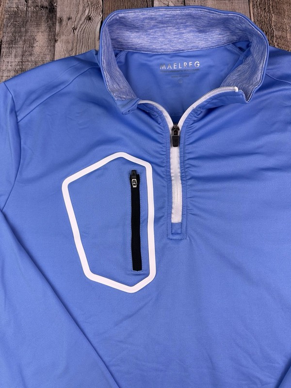 Maelreg Performance 1/4 Zip Pullover Men’s L Blue Stretch Athletic Top gallery
