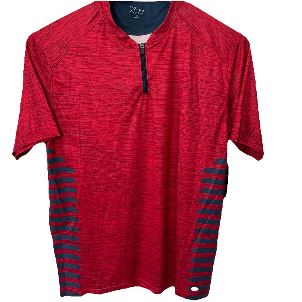 PBX Pro 2XL Red Short Sleeve T-Shirt 1/4 Zip Moisture Manage, Breathable New