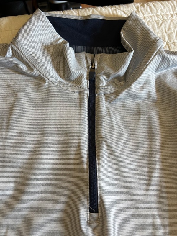 Puma Light Gray and Navy Quarter-Zip Athletic Pullover gallery