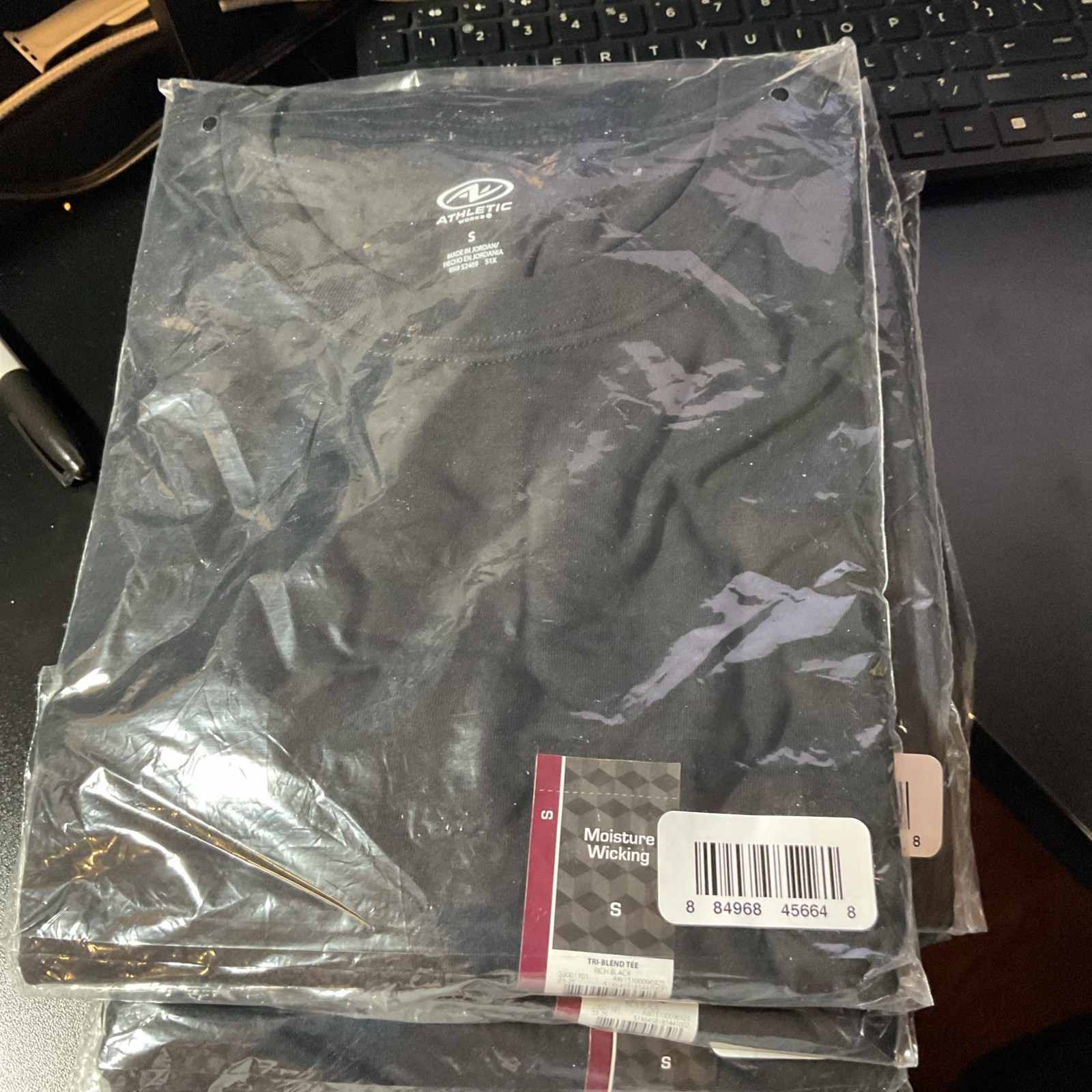 (5) Athletic Works Men's SMALL Moisture Wicking Tee BLACK Tri-Blend T-Shirt gallery