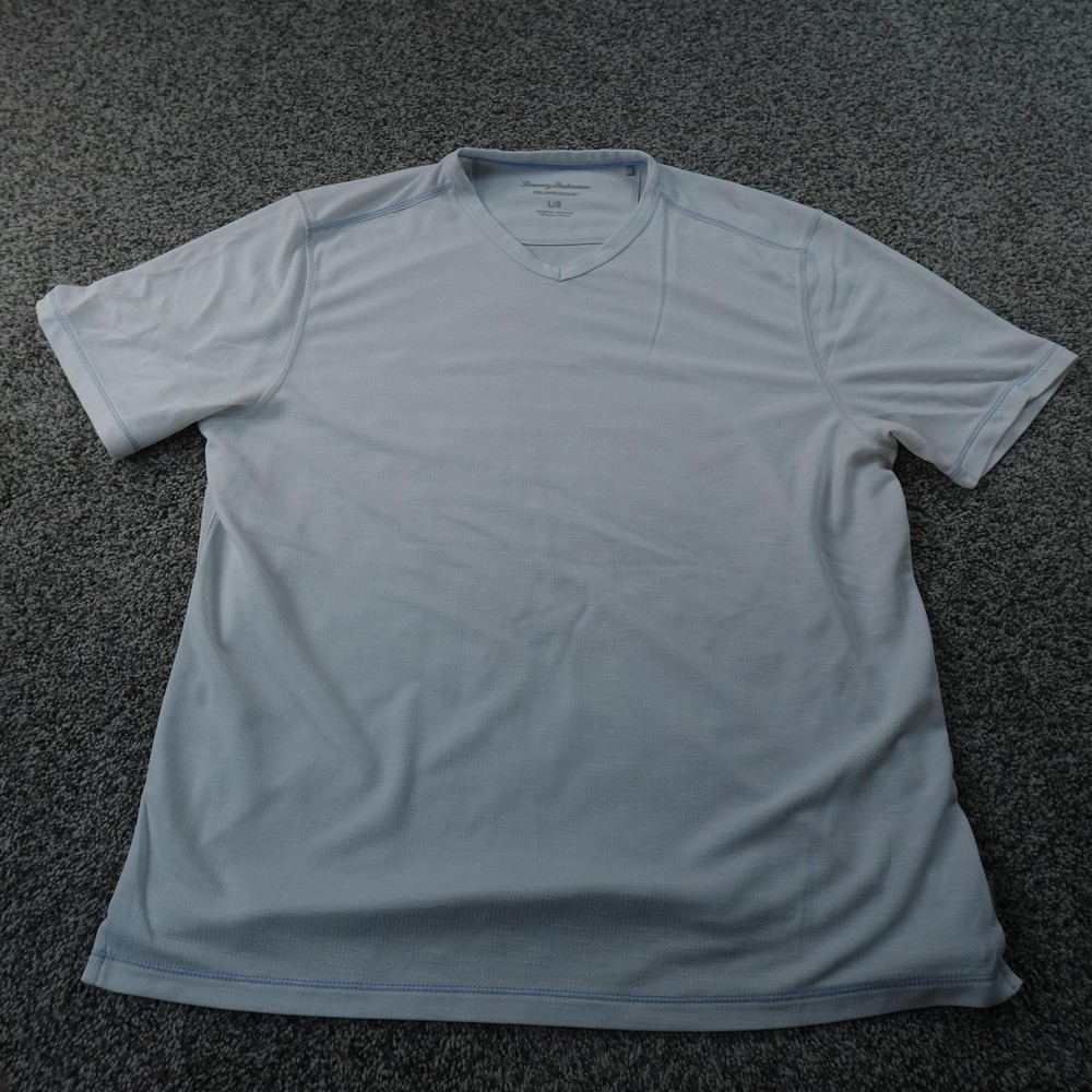 Tommy Bahama Shirt Mens L White Island Zone V Neck Lightweight Performance Tee