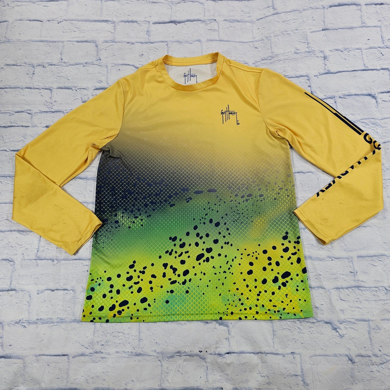 Guy Harvey Performance Sun Shirt MENS M Yellow Mahi Mahi Fishing Long Sleeve gallery