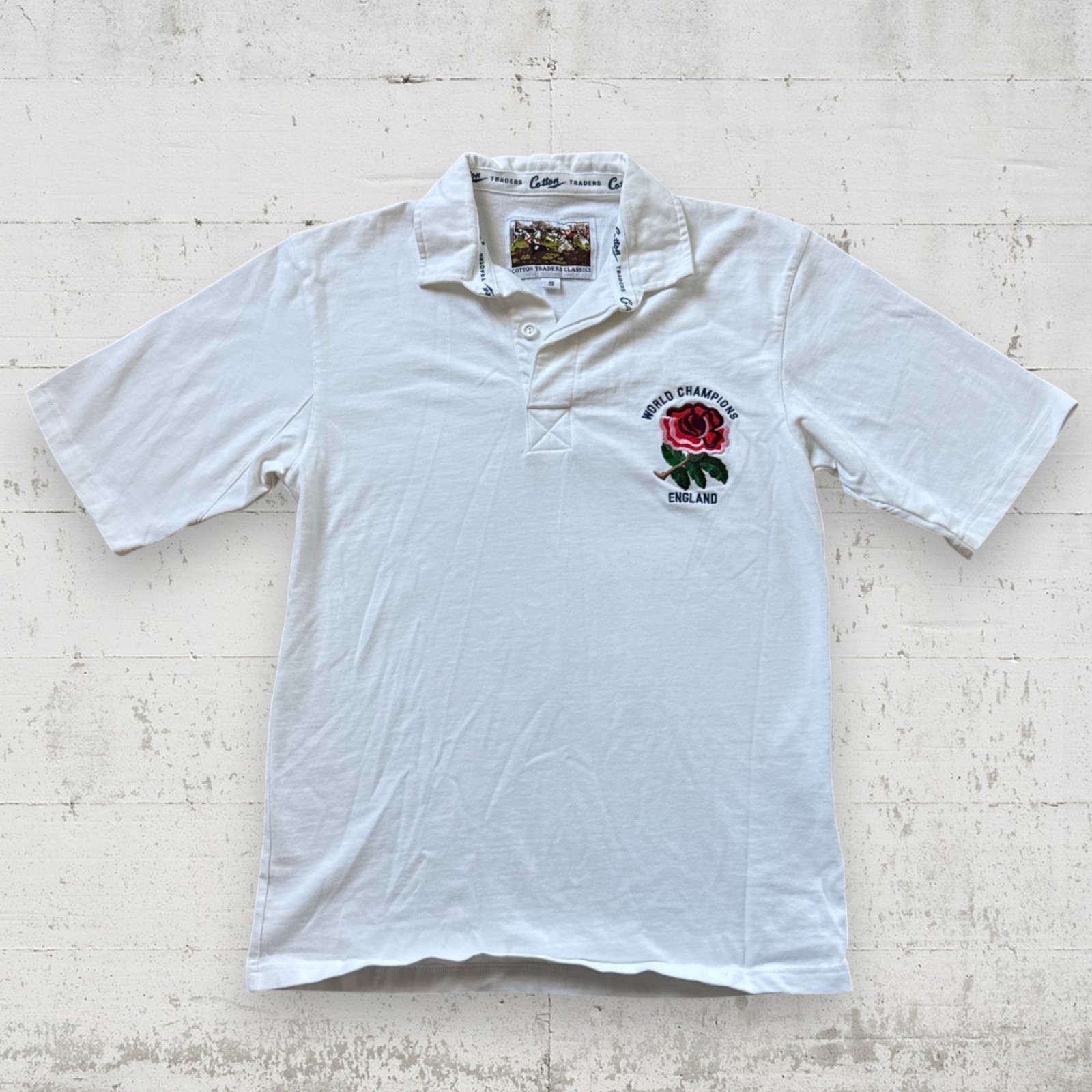 Vintage Cotton Traders Classic England Rugby Red Rose Short Sleeve Polo Sz S gallery