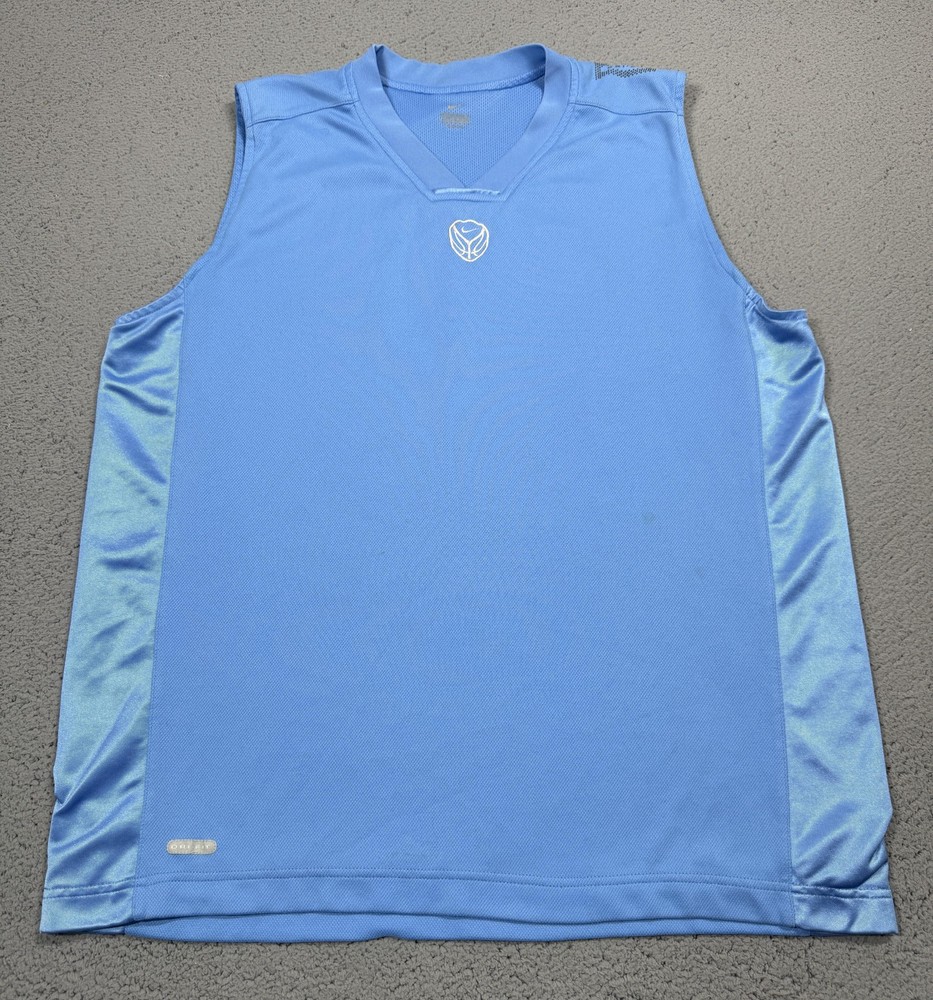 Nike Dri-FIT Tank Top Mens Large Blue Mesh Sleeveless Basketball Jersey Athletic