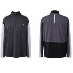Xersion Mens Black Gray Color Block 1/4 Zip Long Sleeve Athlet Pullover Shirt XL