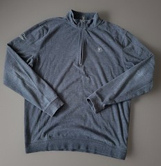 Straight Down 1/4 Quarter Zip Pullover Sweater Embroidered Logo Gray Large JBHS