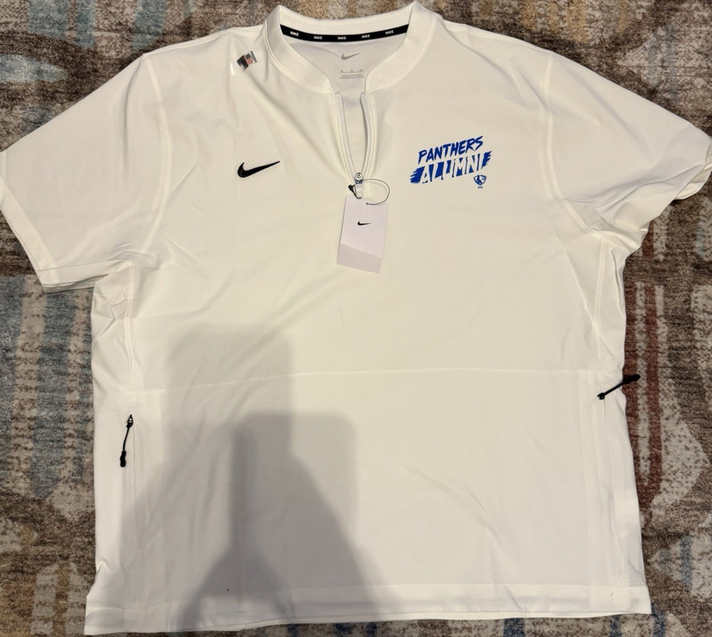 Nike Panthers White XL 1/4 Zip Mock Neck Short Sleeve Pullover Polo