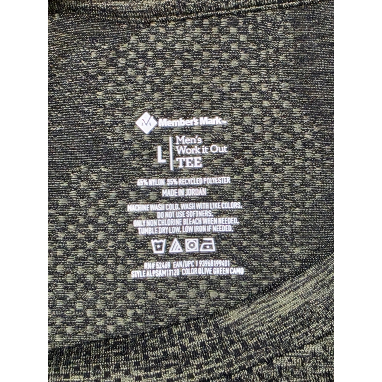 Members Mark Mens Work It Out Tee Olive Green Camo Gym Shirt ALPSAM11120 Large gallery