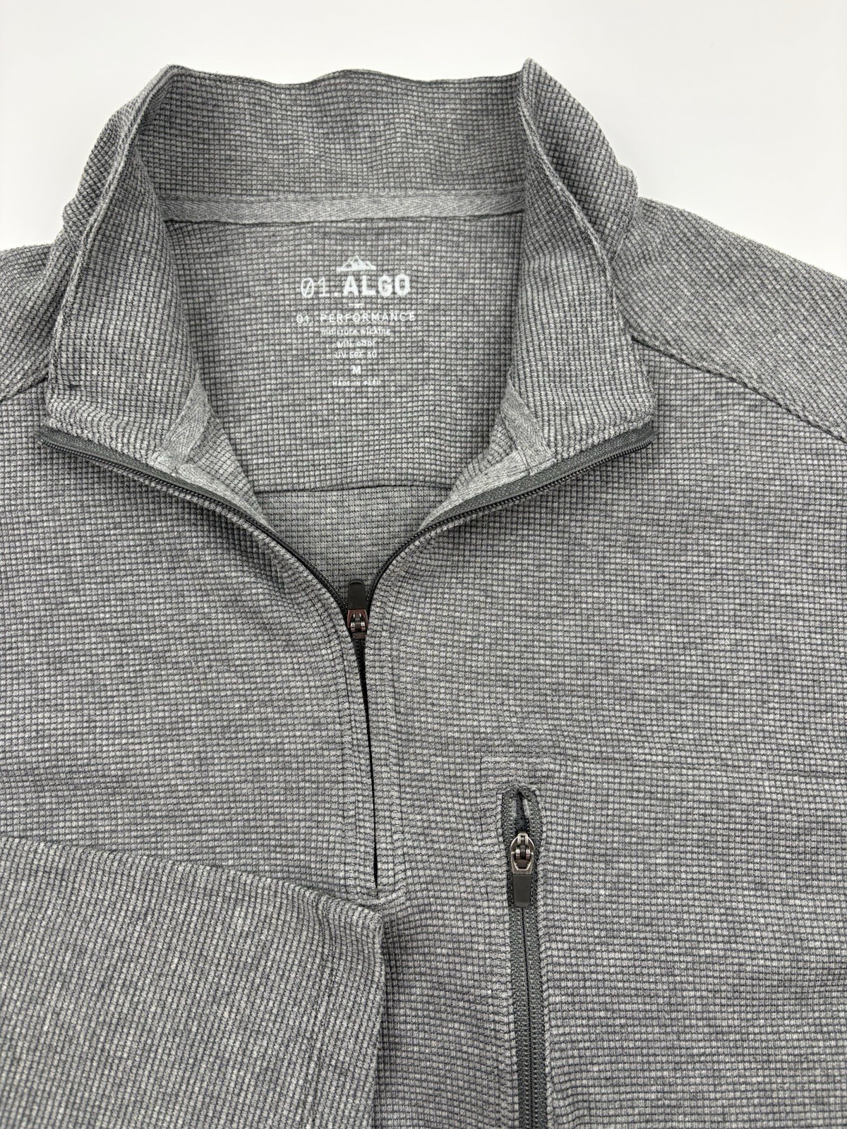 01.Algo Performance 1/4 Zip Pullover Mens Medium Gray Waffle Knit Lightweight gallery