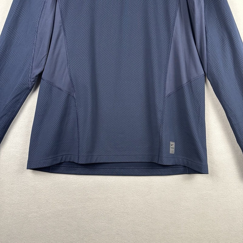 Nike Pro Dri-FIT 1/4 Zip Fitted Athletic Training Shirt Mens XL Blue Thumb Holes gallery