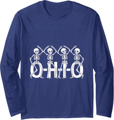 Funny Ohio State Skeleton Halloween Vibes Graphic Unisex Long Sleeve Tshirt