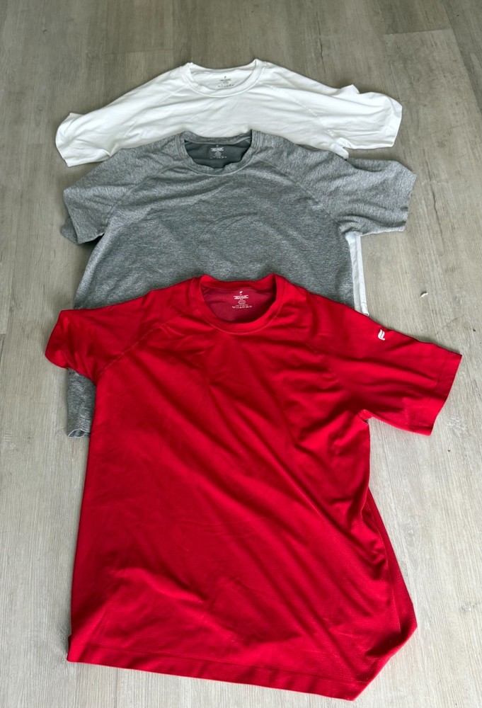 Fabletics 3 Men's “The Training Day Tee” (White, Grey, Red) XXL