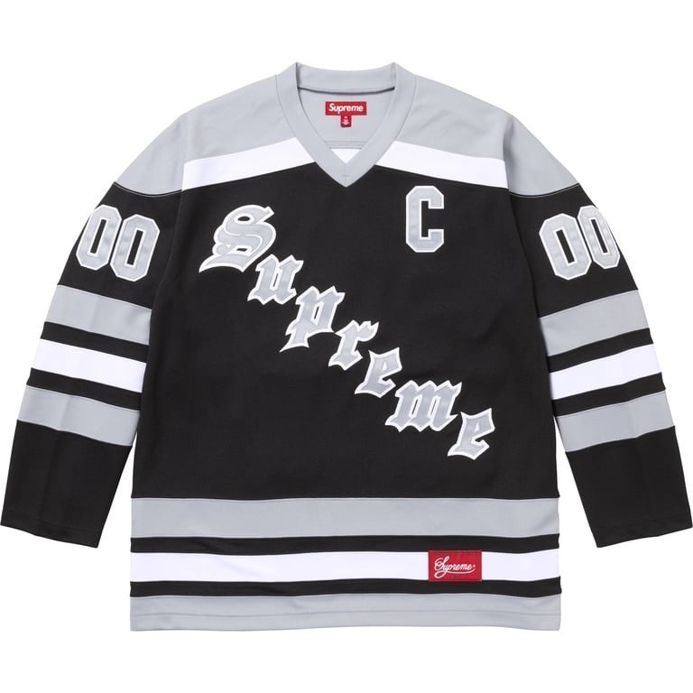Supreme Fire & Ice Hockey Jersey Black Grey Embroidered FW25 NEW - Size Large gallery