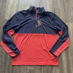 RLX Ralph Lauren 1/4 Zip Pullover Men’s Medium Performance Wicking Red Blue NWT