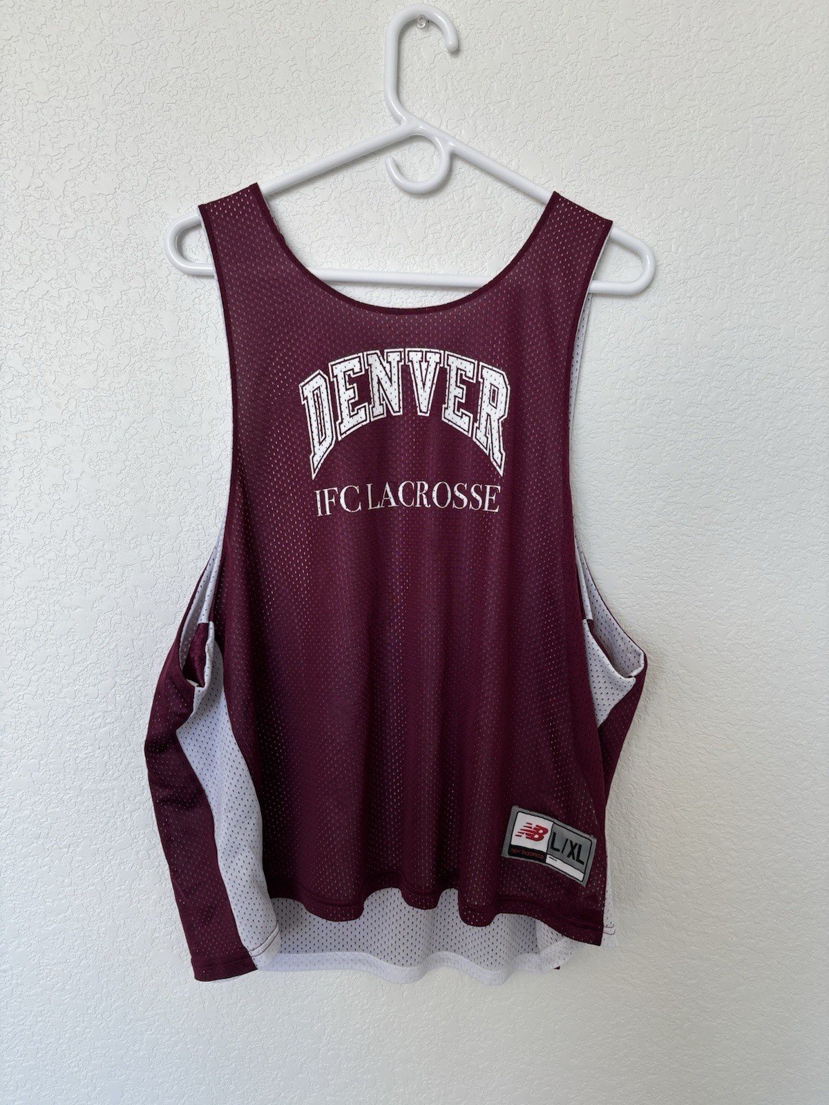 New Balance Reversible Mesh IFC Lacrosse Tank Jersey Burgundy/White Size: L/XL gallery