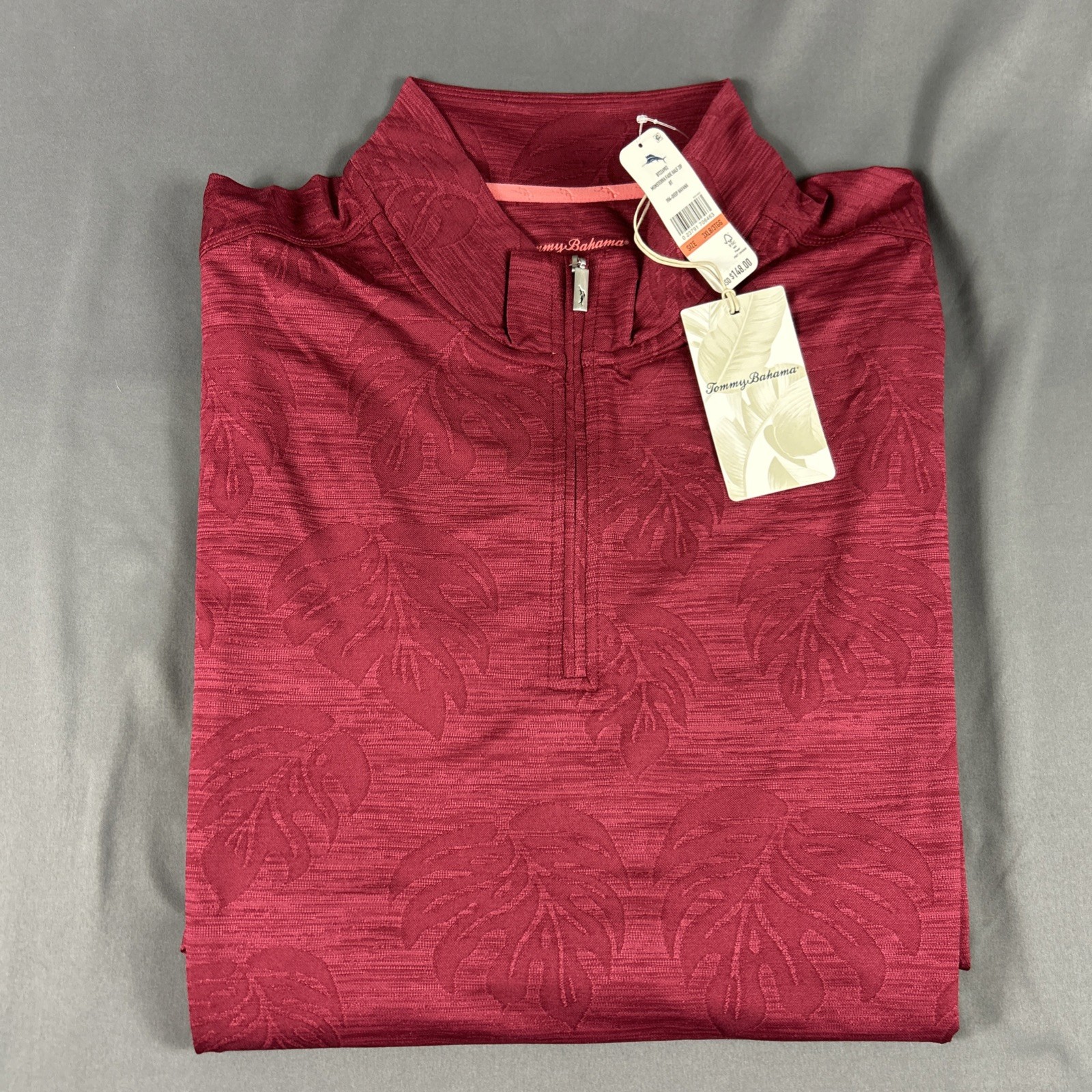 Tommy Bahama Golf Pullover Monstera Print 1/4 Zip 3XLB Deep Havana NWT MSRP $148 gallery
