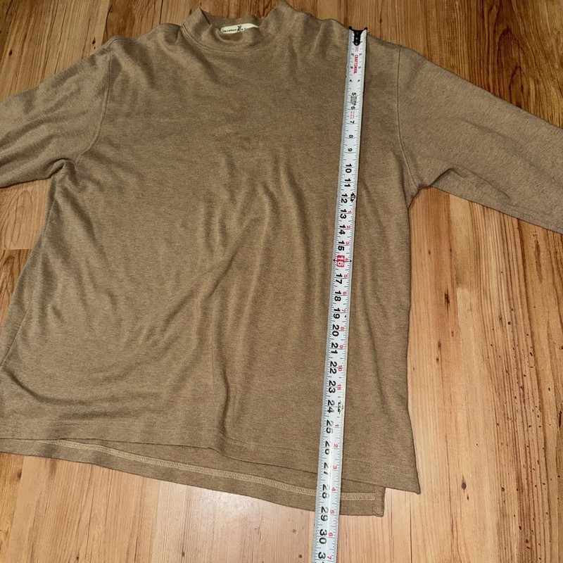 Fairway & Greene Men’s Tan Long Sleeve Mock Neck Pima Cotton Golf Shirt Large gallery