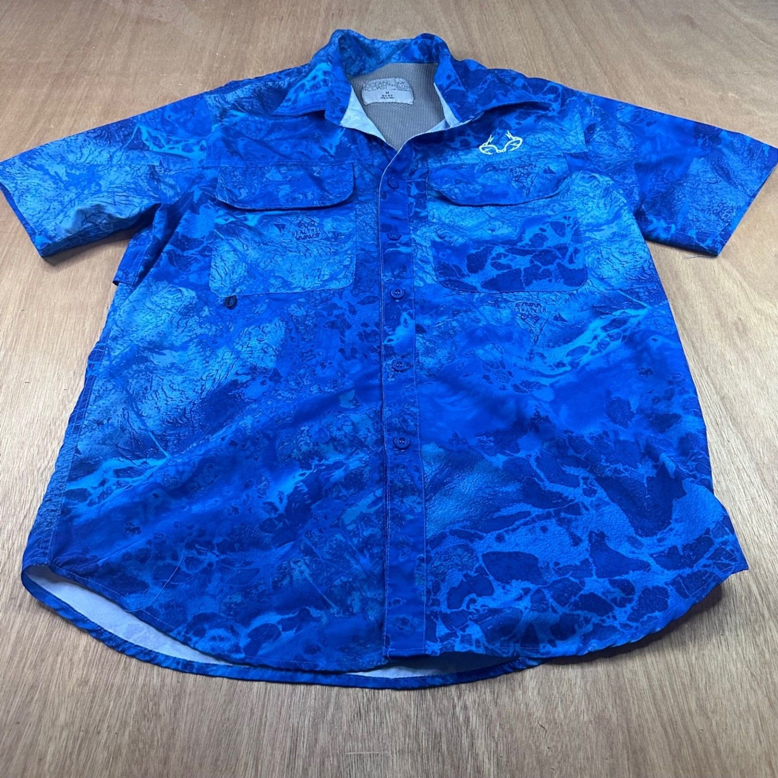 Ocean + Coast x Realtree Fishing Shirt Men’s M Blue Camo Button Up Performance gallery