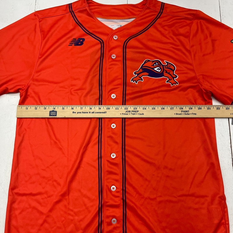 New Balance Orange Button-Up Short Sleeve Baseball Jersey Men's Size Large NEW gallery