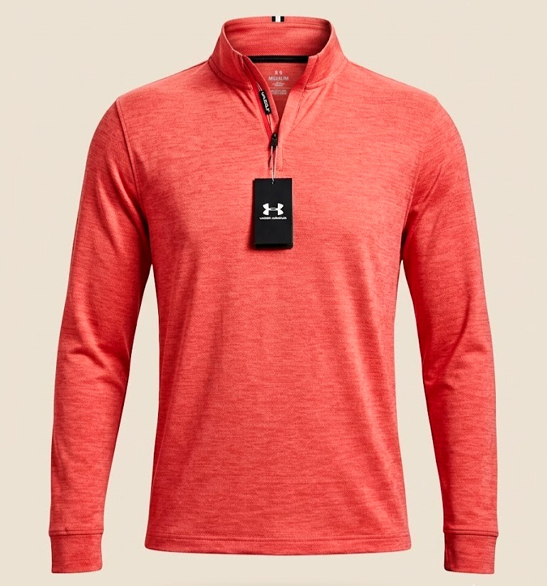 New NWT Under Armour Golf Loose 1/4 Zip Pullover Heather Red Coral Men's MD / M gallery