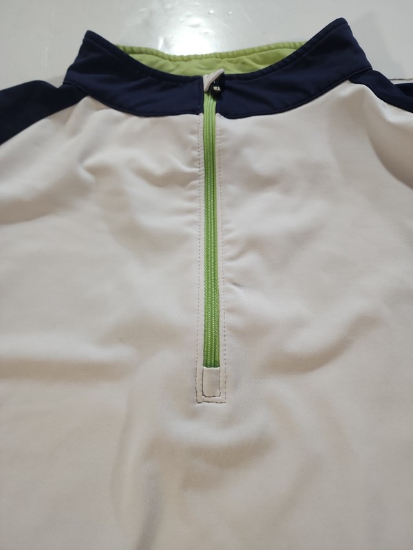 FootJoy Mens XXL Quarter Zip Performance Golf Mid Layer Pullover White Navy Blue gallery