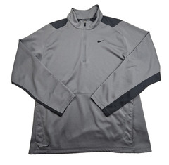 Vintage Nike Sphere Dry Mens Large 1/4 Zip Shirt Gray Long Sleeve