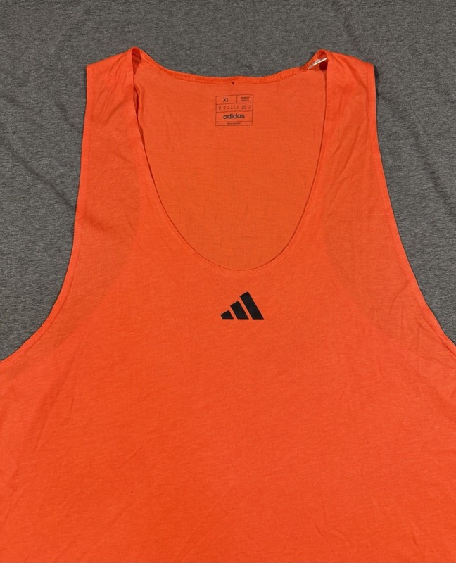 Adidas Mens Tank Top Slim Fit XL Orange Active Sportswear Running Training Tee gallery