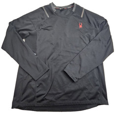 Spyder Active Shirt Mens Medium Black Long Sleeve Pullover Proweb 4 Way Stretch