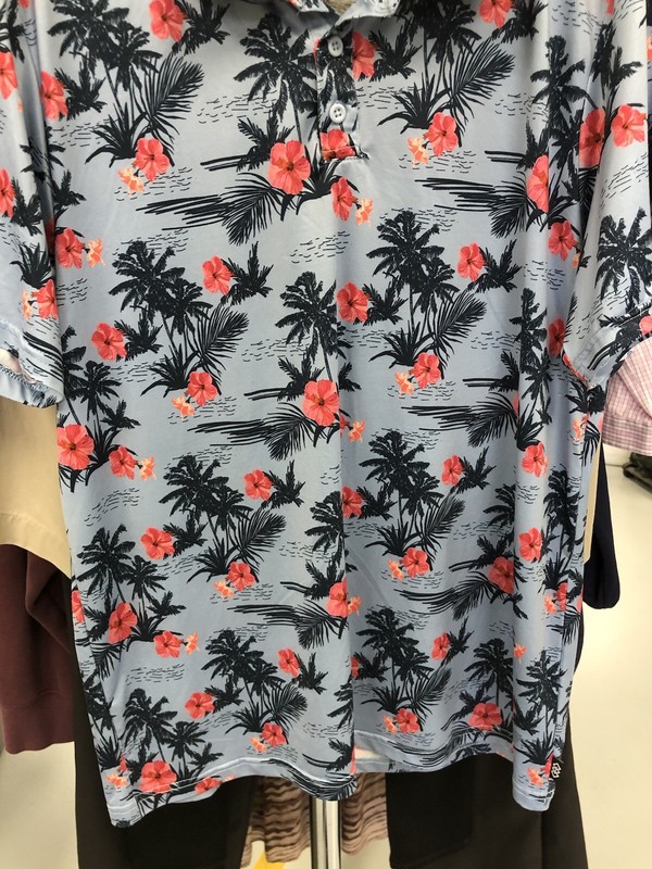 Leg3nd Men's Polo Golf Shirt AOP Tropical Size L Extreme Stretch gallery