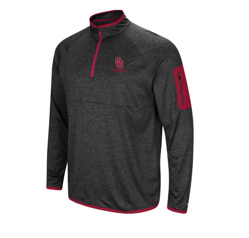 Oklahoma Sooners Pullover Mens Small Colosseum Half Zip Training Dark Grey gallery