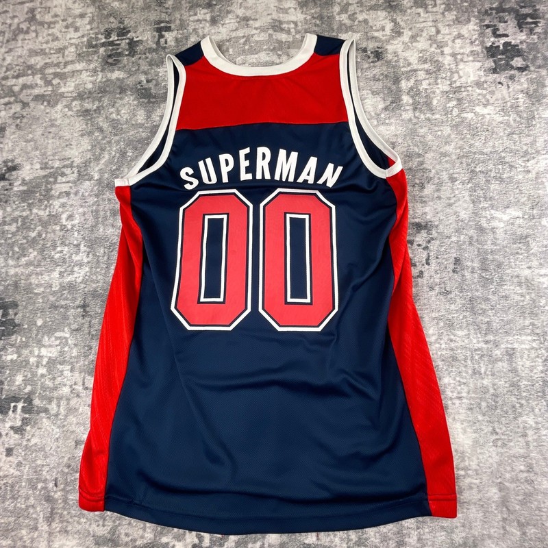 Superman DC Comics Small Basketball Tank Top Colorblock Blue Red Jersey gallery