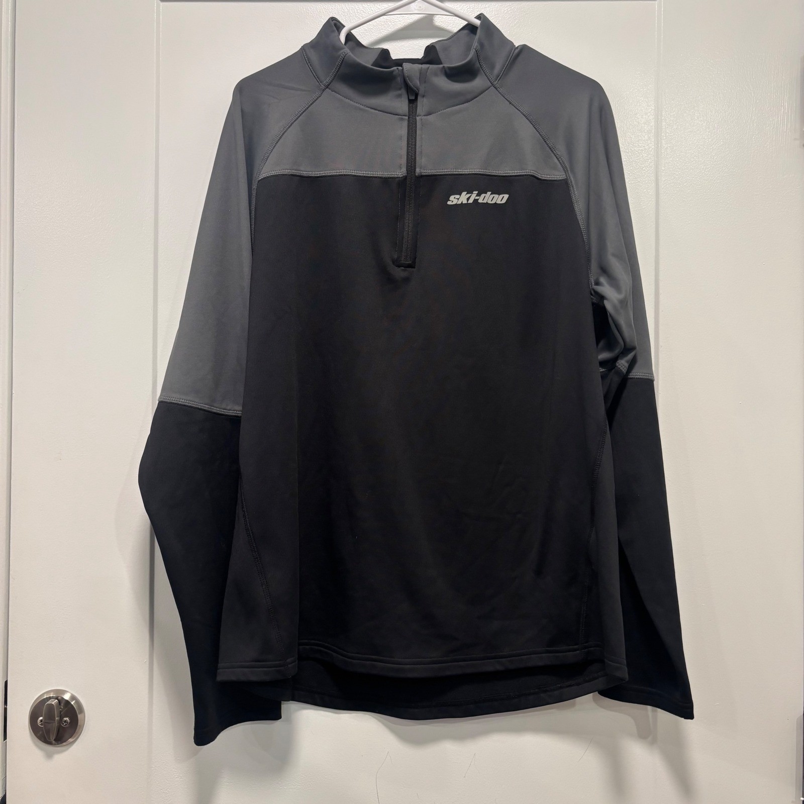 Ski-Doo BRP Mens Quarter Zip Performance Pullover Black Gray Snowmobile Top L gallery