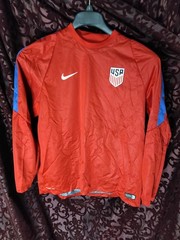 USA Shirt Large Red Nike Storm Fit Pullover Warm Up Train Jersey Unisex VG Cond