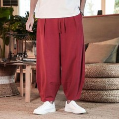 Summer Linen Pants Men’s Loose Solid Color Haren Pants Cotton Hemp Casual Pants