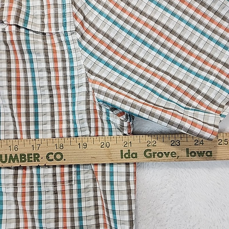 The North Face Men's L Fishing Hiking Vented SS Brown Orange Plaid Outdoor Shirt gallery