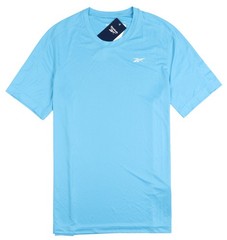 REEBOK Short Sleeve Crewneck Training Tech T-Shirt sz L Large Bold Cyan Blue