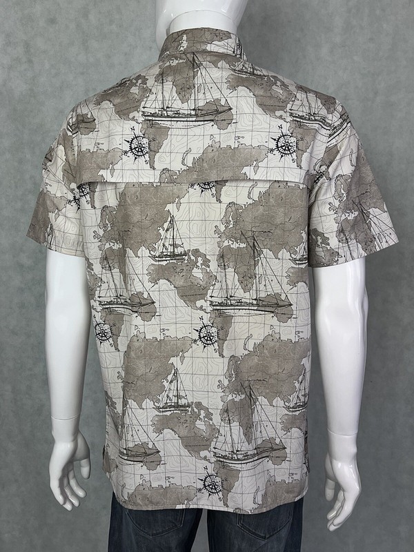 Chaps Ralph Lauren Beige World Map Vented Mesh Short Sleeve Fishing Shirt MEDIUM gallery
