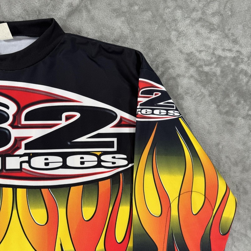 32 Degrees Shirt Mens Large Multicolor Flame Graphic Long Sleeve Racing Jersey gallery